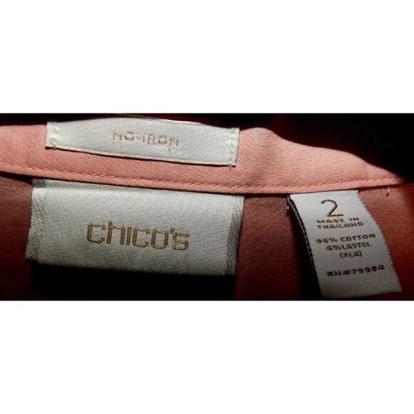 Chico's L No-Iron Pink Long Sleeve Button Up Shirt - Picture 2 of 3